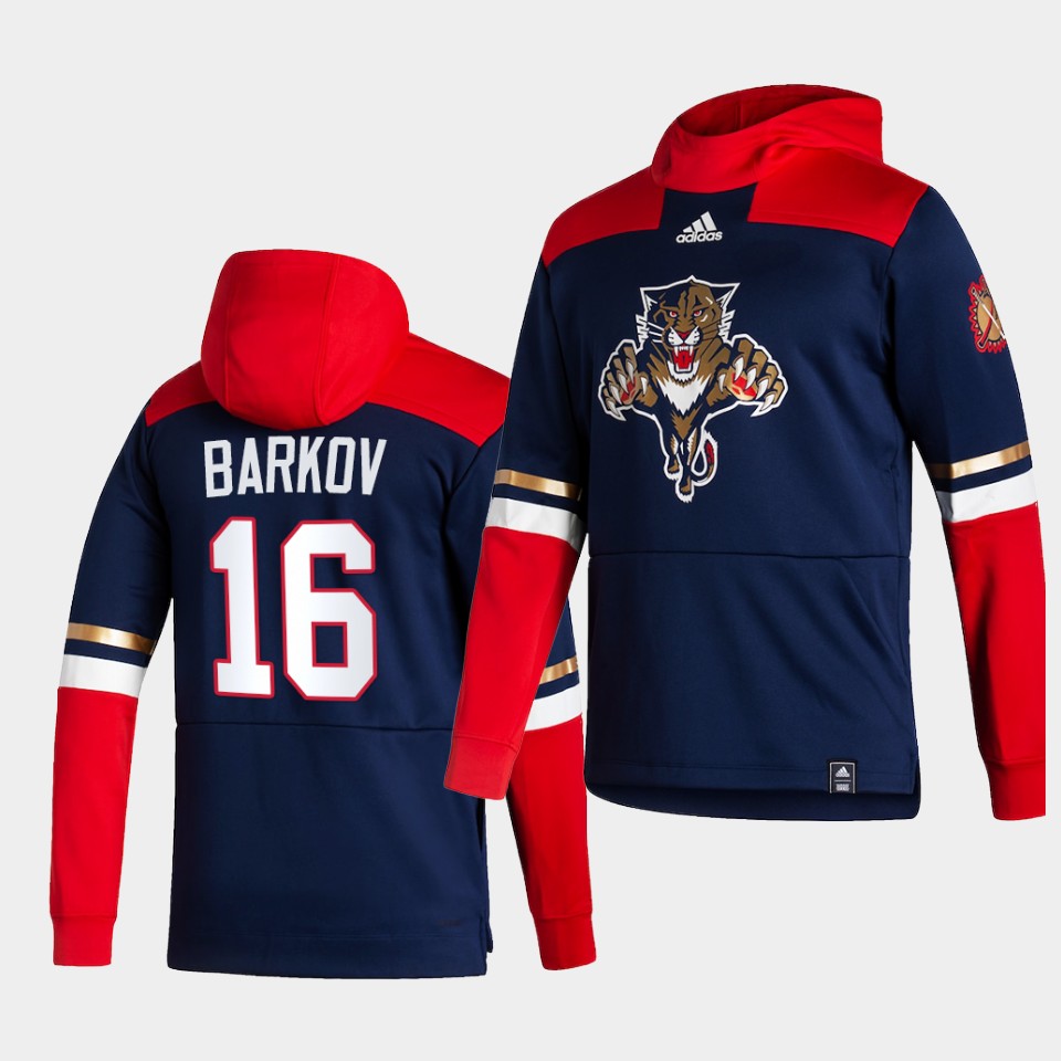 Men Florida Panthers #16 Barkov Blue NHL 2021 Adidas Pullover Hoodie Jersey